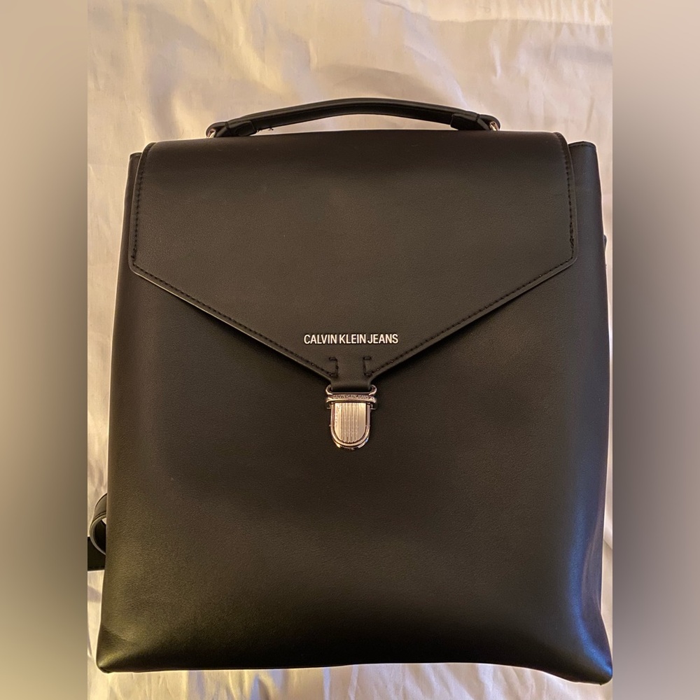 Calvin Klein Jeans Black Leather Backpack
